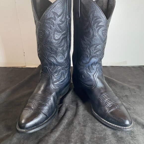 Men's 10.5 EE Vintage Ariat Black Leather Boots, Western Cowboy Boot, - Picture 8 of 15